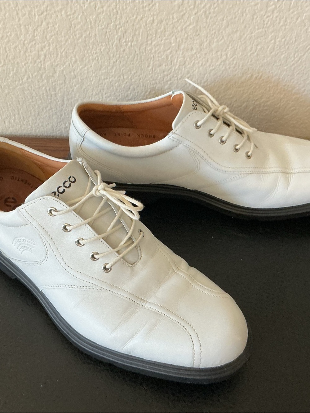 Ecco Men Hydromax White Leather Oxford Derby Golf Shoe Size 44EU 10-10.5US